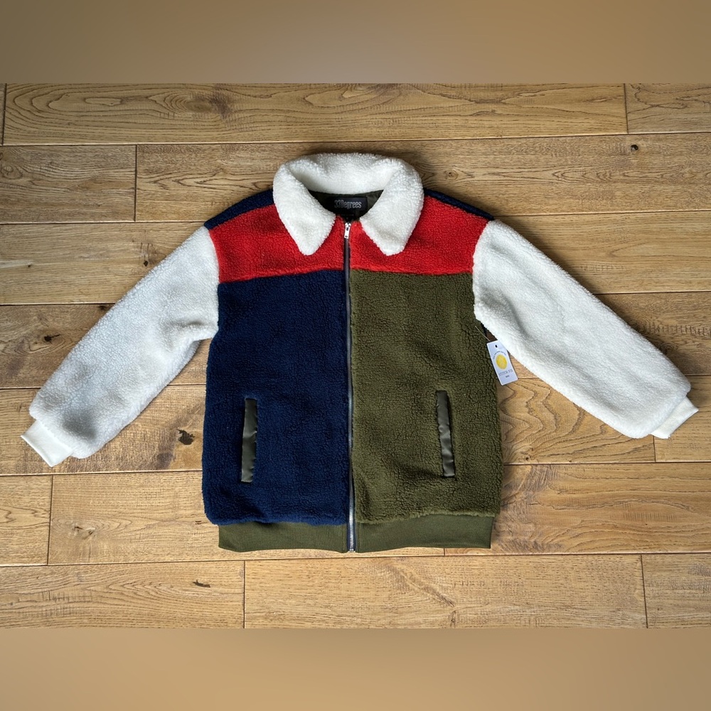 NEW 32 Degrees Colorblock Sherpa Jacket size 8